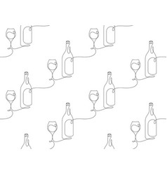 Wineglass And Bottle Thin Line Continuous Drawing