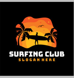 Surfer Silhouette Sunset Logo