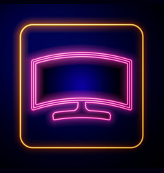 Glowing Neon Computer Monitor Icon Isolated