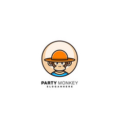 Party Monkey Design Mascot Logo Symbol Icon