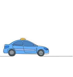 Single One Line Drawing Of The Newest Modern Taxi