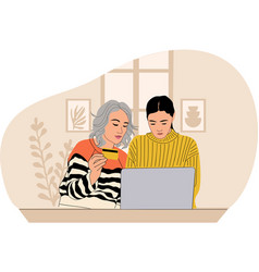 Two Women Shopping Online By Laptop