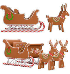 Isolated Gingerbread Sleigh And Reindeer