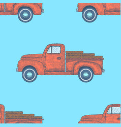 Hand Drawn Engraved Retro Vintage Truck Pattern