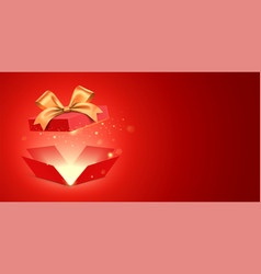 Unfolded Red Gift Box With A Golden Ribbon