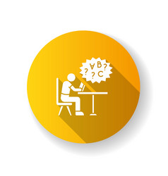 Dyslexia Yellow Flat Design Long Shadow Glyph Icon