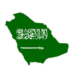 Silhouette Map Of Saudi Arabia With Flag