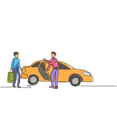 Single One Line Drawing Of Male Taxi Drivers