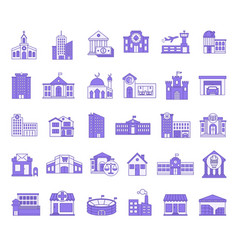 Colored Set Of Buildings Icons Icons Of Home