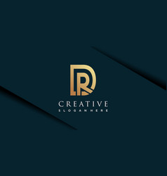 Letter D R Logo Design With Gold Gradient