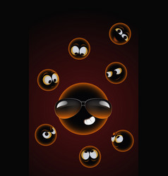 Cartoon Balls On A Dark Background