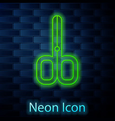 Glowing Neon Line Nail Scissors Icon Isolated