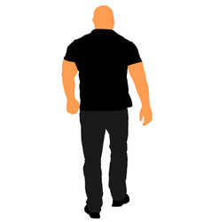 Strong Man Walking Body Builder Back View Tough