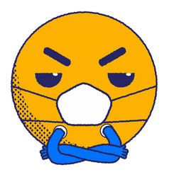 Angry Emoji With Face Mask Flat