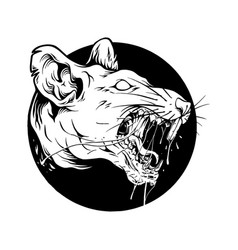 Scary Dripping Zombie Rat Head Logo Monochrome