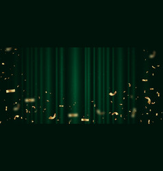 Green Curtain Background Golden Confetti Banner