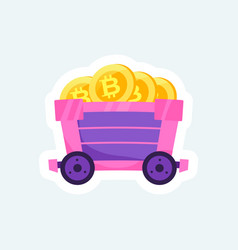 Mining Trolley With Golden Bitcoins