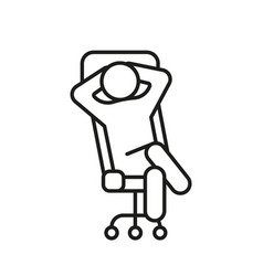 Person Relax On Work Chair Line Icon Man Rest On