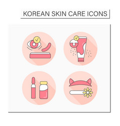 Skincare Cosmetics Color Icons Set