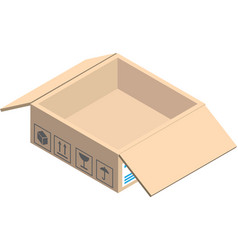 Open Parcel Box In 3d Isometric Style