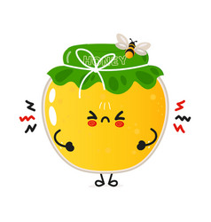 Cute Angry Jar Of Honey Character Hand Drawn