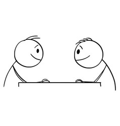 Cartoon Two Smiling Men Or Businessmen Sitting