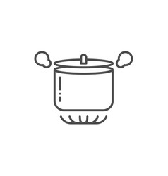 Boiling Pot On Gas Stove Icon Outline Flat Sign