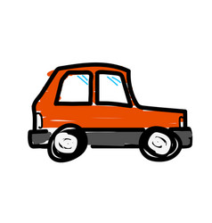 Red Hatchback Car - Kids Drawing Cartoon