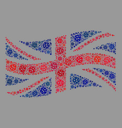 Waving Great Britain Flag - Collage Covid19 Virus