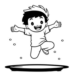 Cute Little Boy Jumping In The Air Cartoon