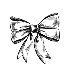 Satin Bow Hand Drawn In Black Ink