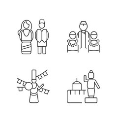 Nepalese Traditions Linear Icons Set