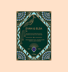 Wedding Invitation Template With Peacock