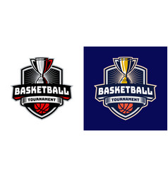 Basketball Tournament With Trophy Badge Logo