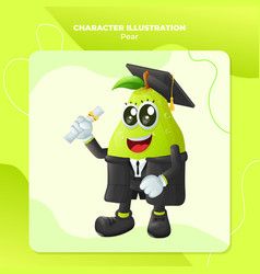 Cute Pear Character Wearing A Graduation Cap