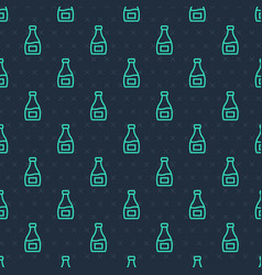 Green Line Sauce Bottle Icon Isolated Seamless