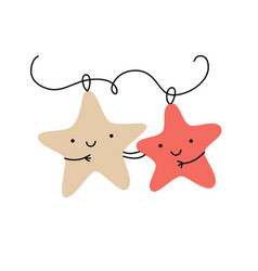 Hand Drawn Two Cute Happy Lover Star Toys Couple