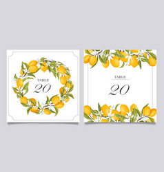 Lemon Citrus Wedding Table Numbers Template