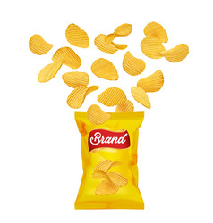 Crispy Ripple Potato Chips Flying Into Pack