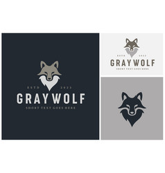 Gray Timber Wolf Husky Dog Fox Vintage Label Logo