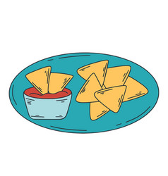 Mexican Appetizer Nachos With Sauce Clip Art