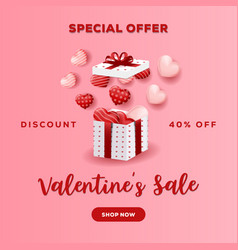 Valentines Sale Design With Heart Arise From Gift