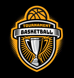 Basketball Tournament With Trophy Badge Logo