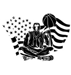 Black Silhouette Of Basketball Player With