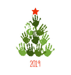 Handprint Christmas Tree With Hand Drawn Star