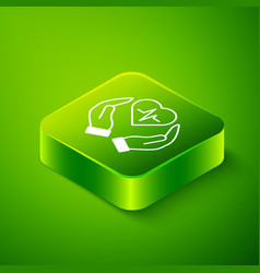 Isometric Life Insurance Icon Isolated On Green