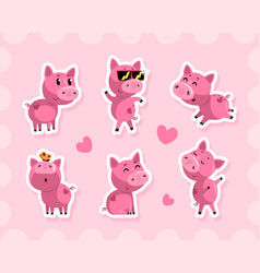 Funny Pink Pig Cartoon Character Stickers