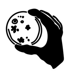 Silhouette A Hand With A Petri Dish A Colony