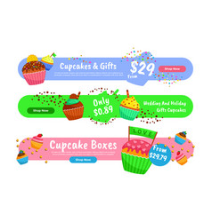 Collection Multicolored Cupcakes Box Sweet Holiday