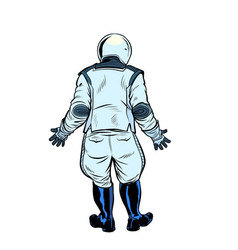 Modern Astronaut Stands With His Back